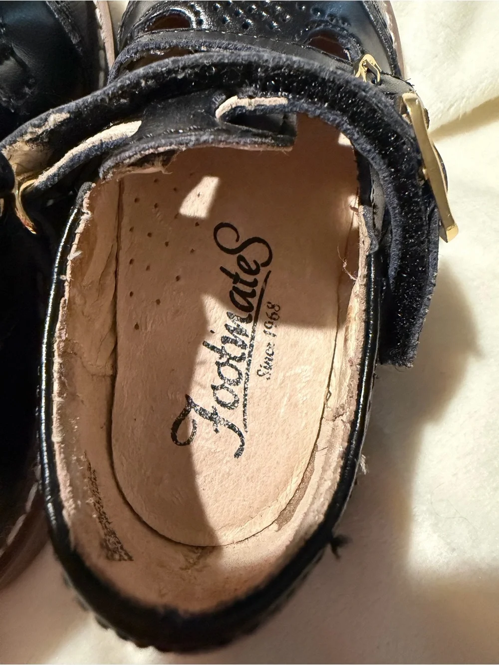 Footmates Kids Black Leather Double-Strap Dress Shoes Size 5M